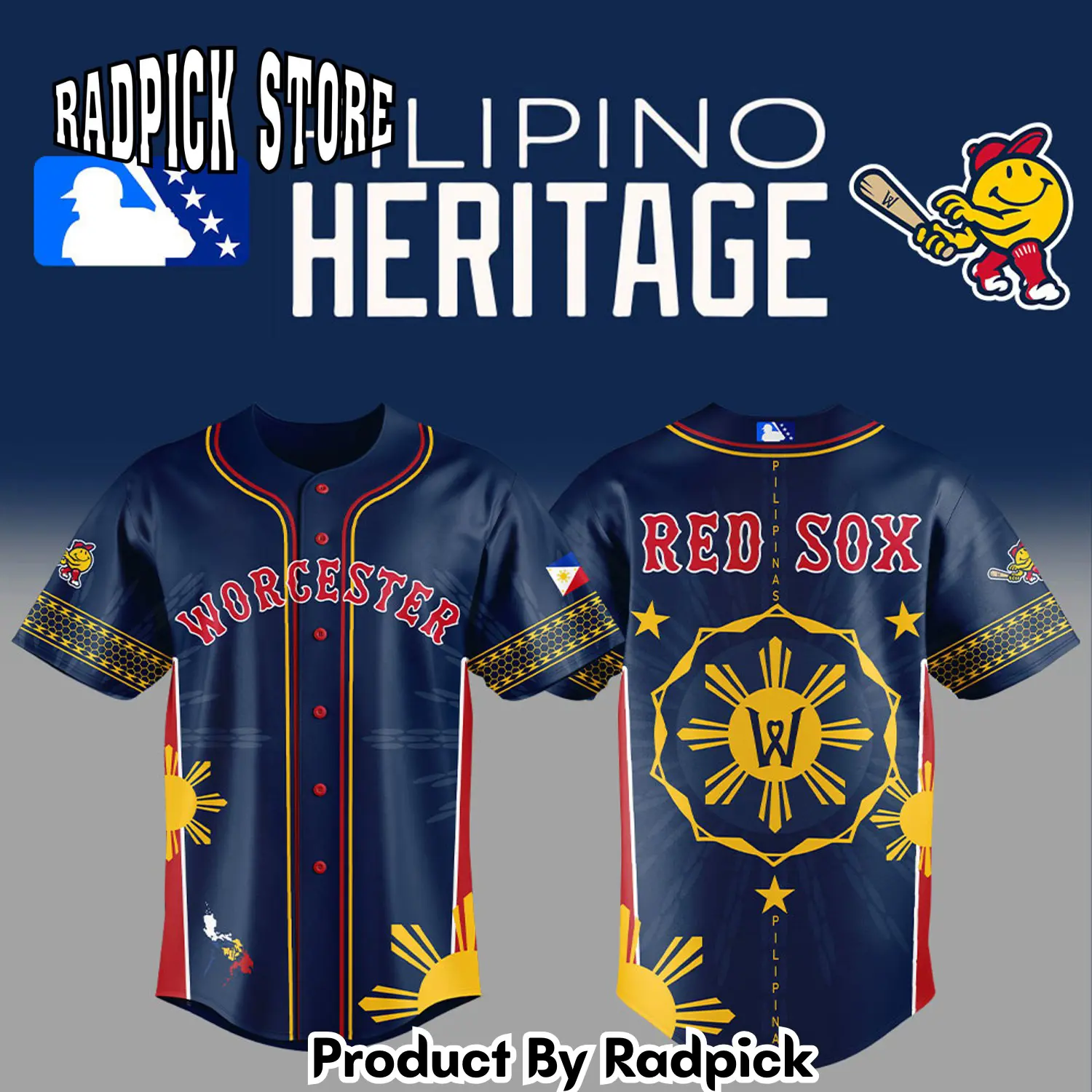 Radpick worcester red sox filipino heritage combo baseball jersey rp1275